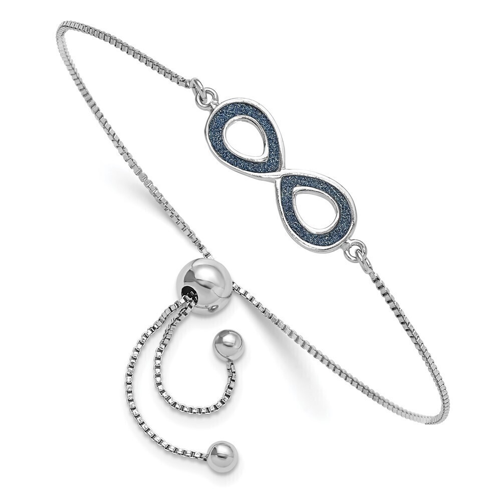 Kazi Luxury Silver Rhod-pltd Glitter Infused Infinity Adjustable Bracelet